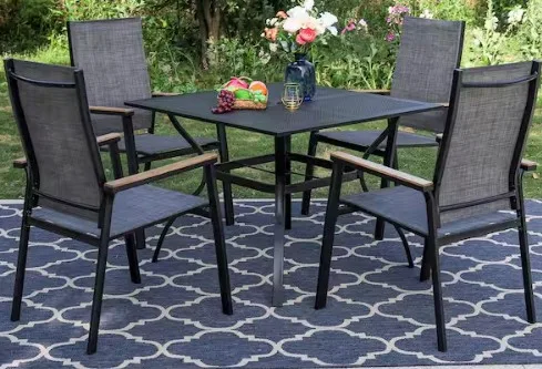 Phi Villa 5-piece Metal Outdoor Patio Dining Set