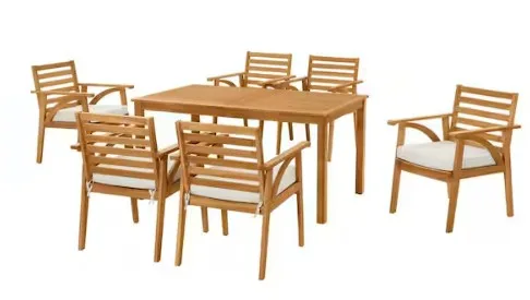 Hampton Bay Windy Hill 7-piece Acacia Wood Outdoor Dining Set