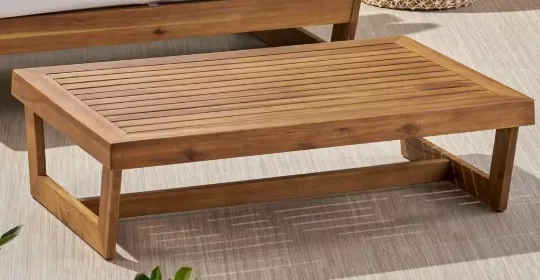 Noble House Sherwood Teak Rectangle Wood Outdoor Patio Coffee Table