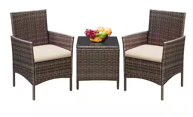 Tozey 3-piece Patio Furniture Pe Rattan Outdoor Conversation Set