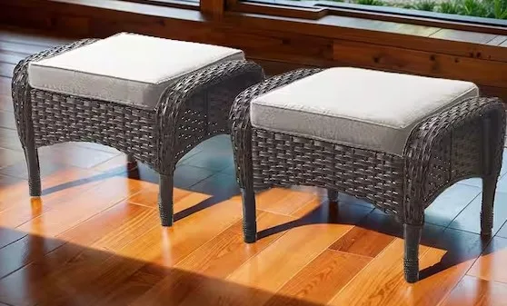 Total Of 2 Opohoro Wicker Outdoor Ottoman For Patio