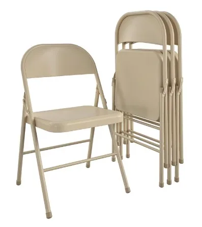 Total Of 4 Mainstays Linen Steel Folding Chairs
