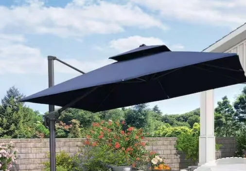Purple Leaf 10' Square 2-tier Aluminum Cantilever Patio Umbrella