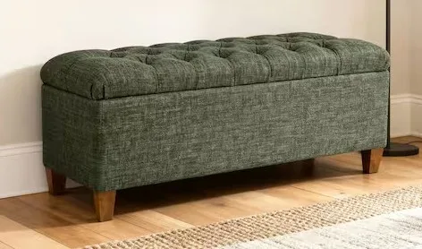Home Pop Ainsley 40" Clover Durable Polyester Bedroom Button Tufted Bench With Storage