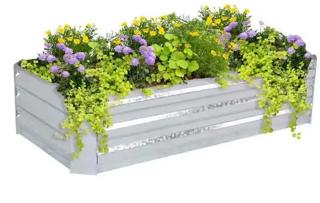 Sunnydaze Rectangular Galvanized Steel Raised Bed