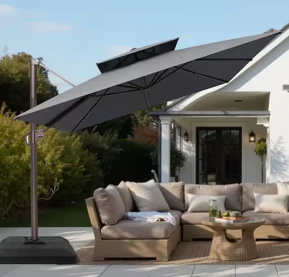 Crestlive Products Outdoor Cantilever Umbrella With Base