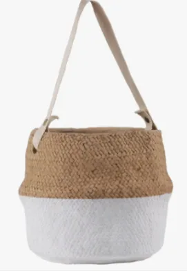 Urban Trends Cement Wicker Basket Hanging Planter