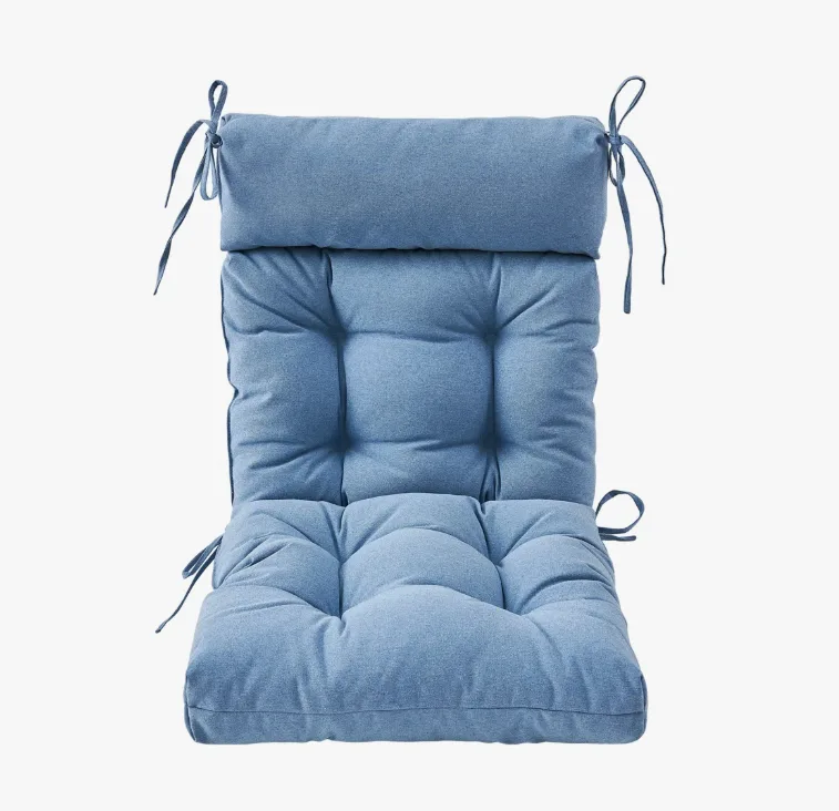 Name Brand Blue Tufted Patio Chair Cushion With Attached String Ties