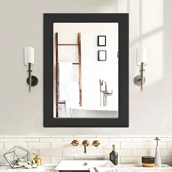Sxiawe Simple Rectangular Black Wood Frame Vanity Wall Mirror