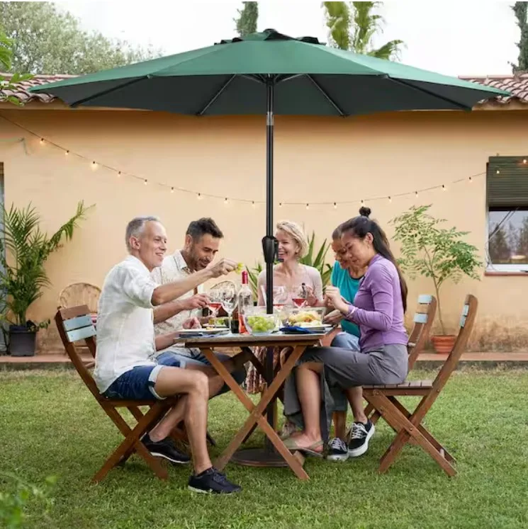 Sun-ray 9' Round 8 Rib Steel Market Patio Umbrella