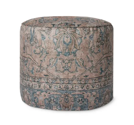 Loloi: Taupe Pouf With Traditional Vintage-inspired Design