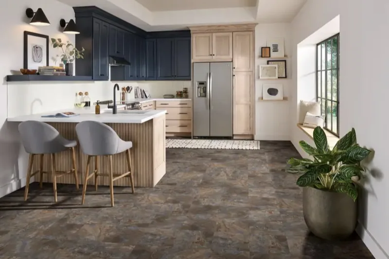 Trafficmaster Dark Grey Slate Peel And Stick Water Resistant Vinyl Tile Flooring
